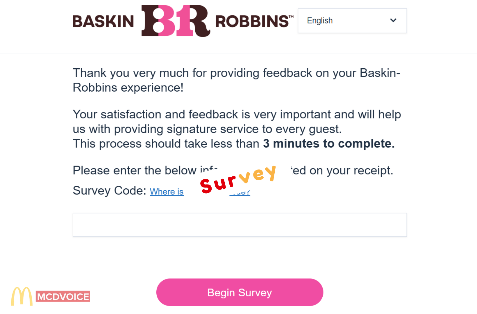 Baskin Robbins Survey - How the Baskin Robbins Survey Works