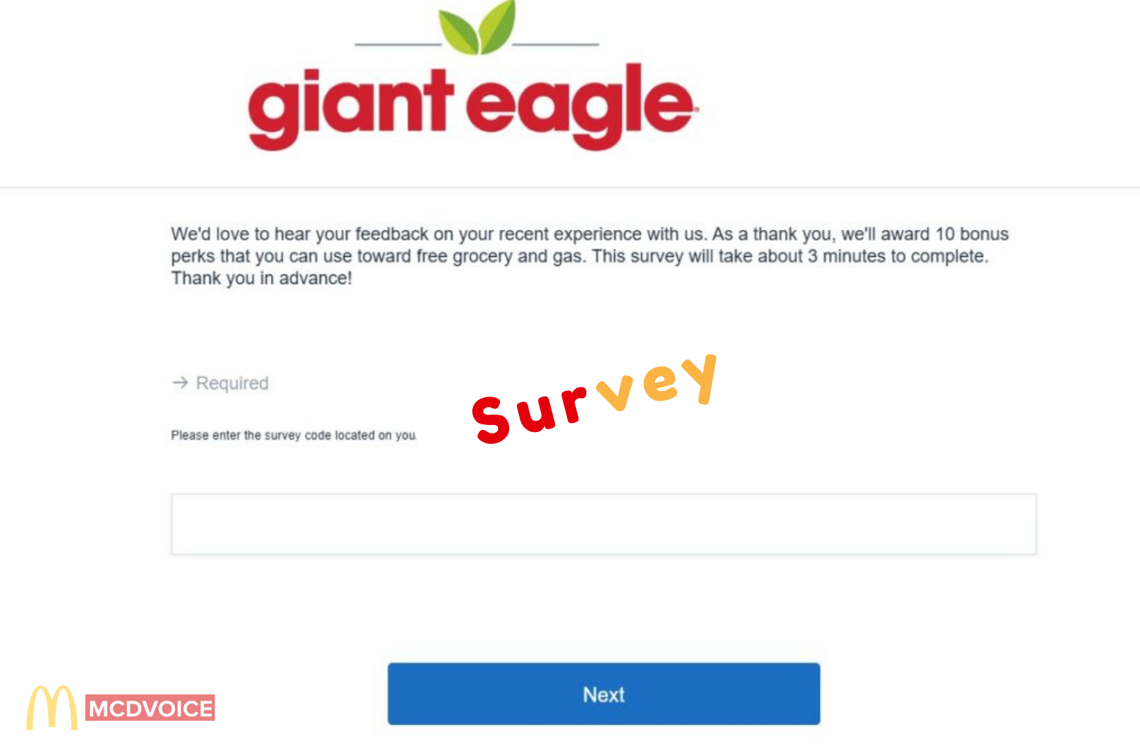 Giant Eagle Survey - How to Complete the Survey