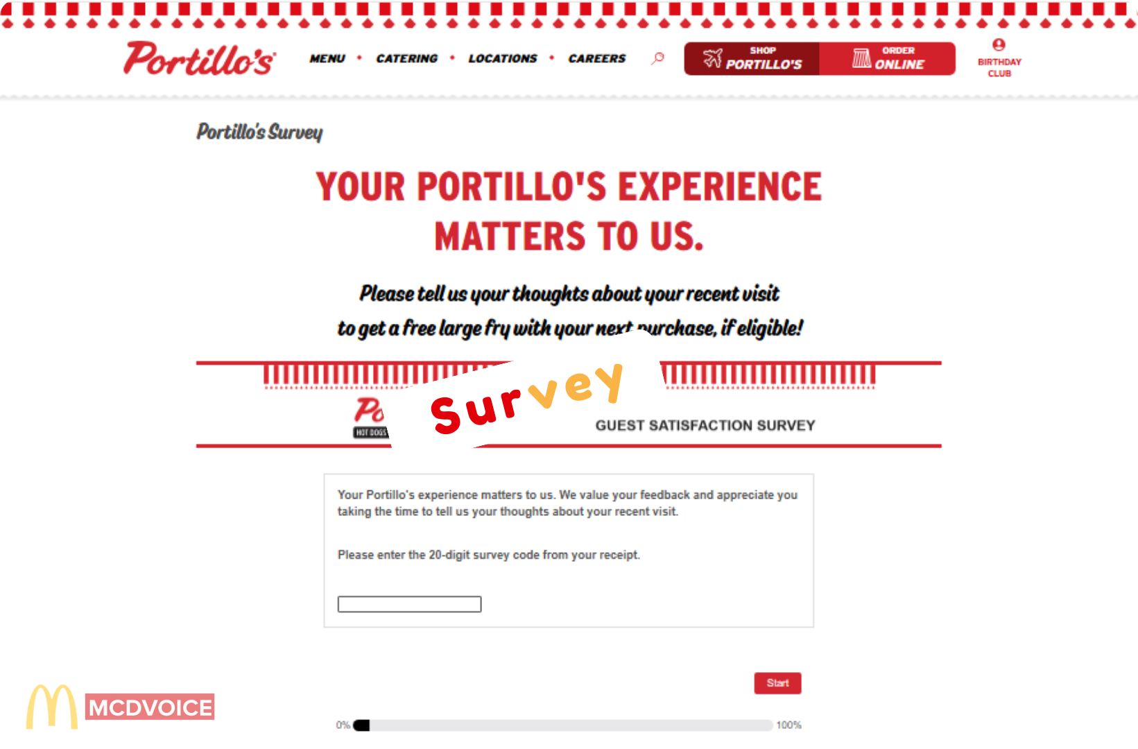 Portillo's Survey - How to Take the Survey Step-by-Step