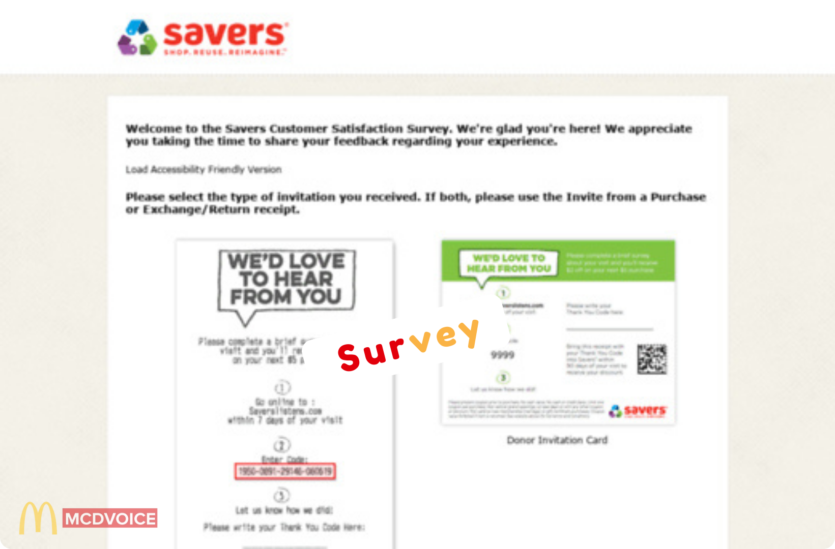 Savers Survey - How to Take the Savers Survey