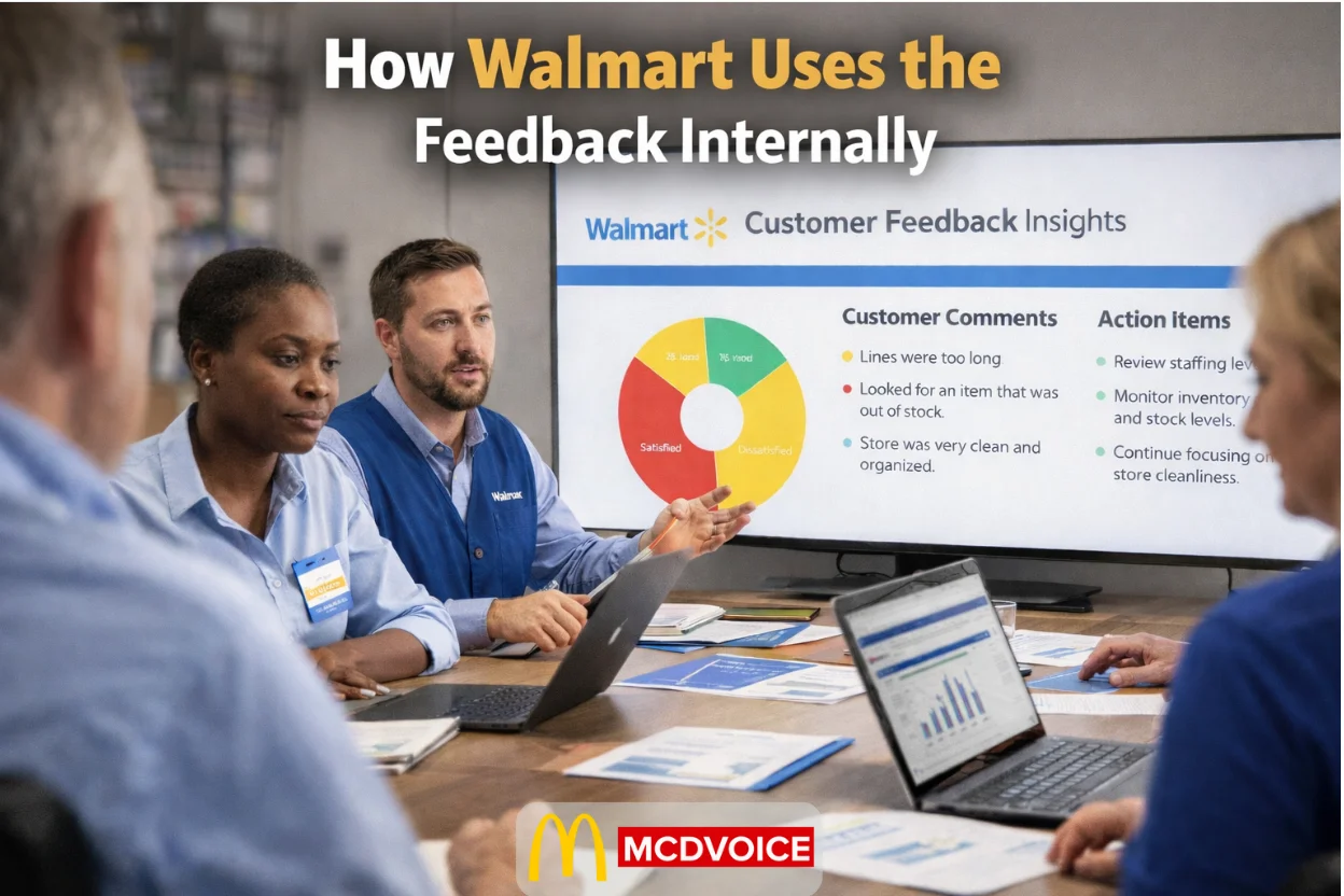 Walmart team reviewing customer feedback data during an internal meeting