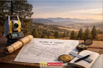 Calaveras County record of survey maps on table