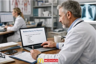 Medical survey for physicians on laptop