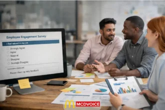 Survey of employee engagement team reviewing trust results