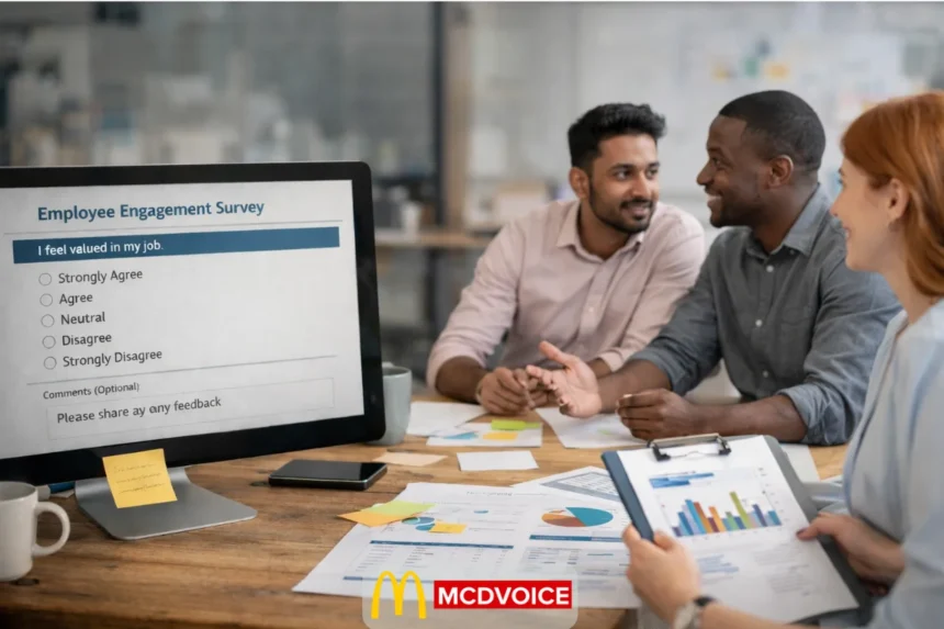 Survey of employee engagement team reviewing trust results